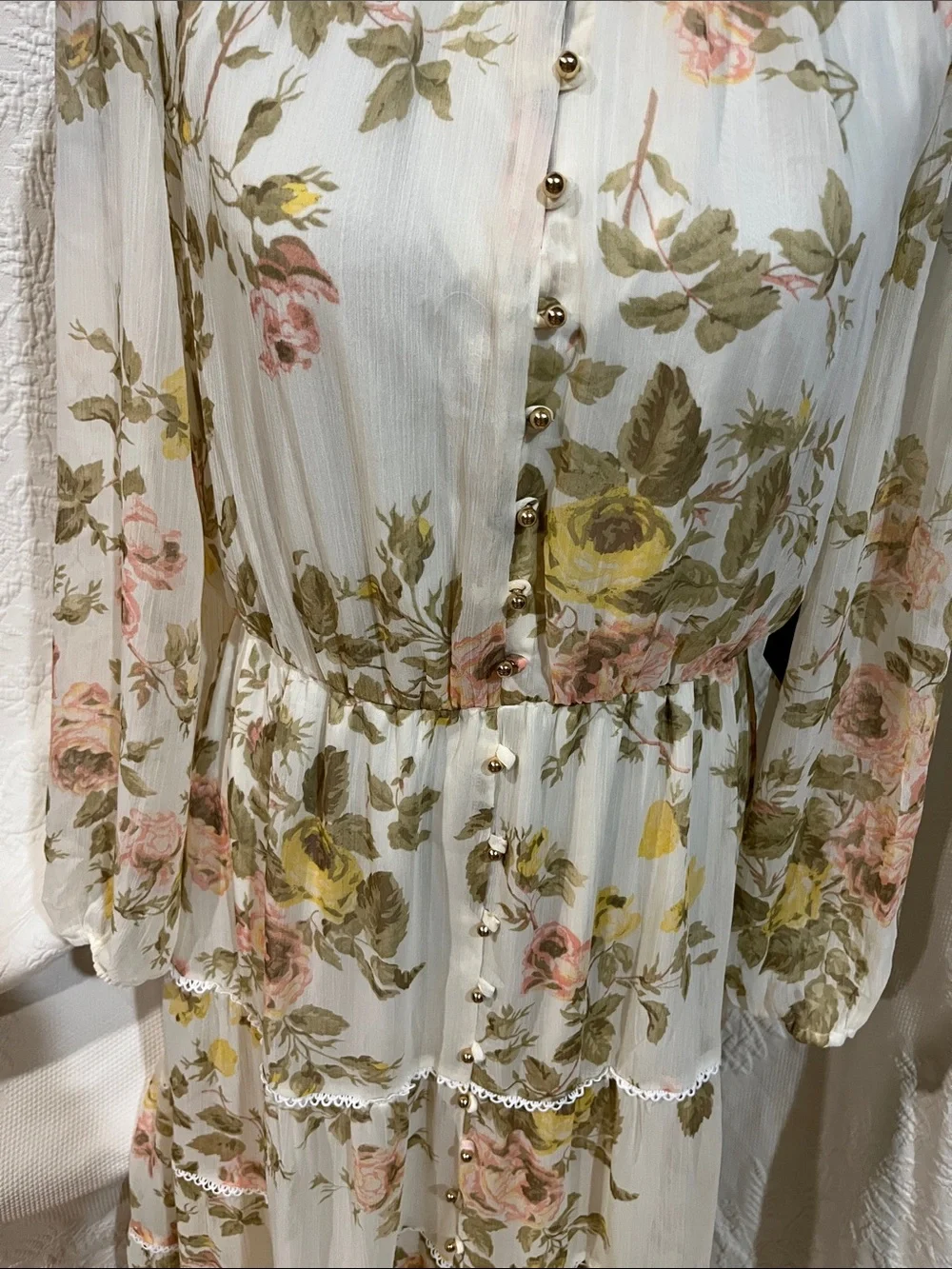 1. State Floral Tiered Long-Sleeve Maxi Dress, size small, new with tags - Picture 5 of 14